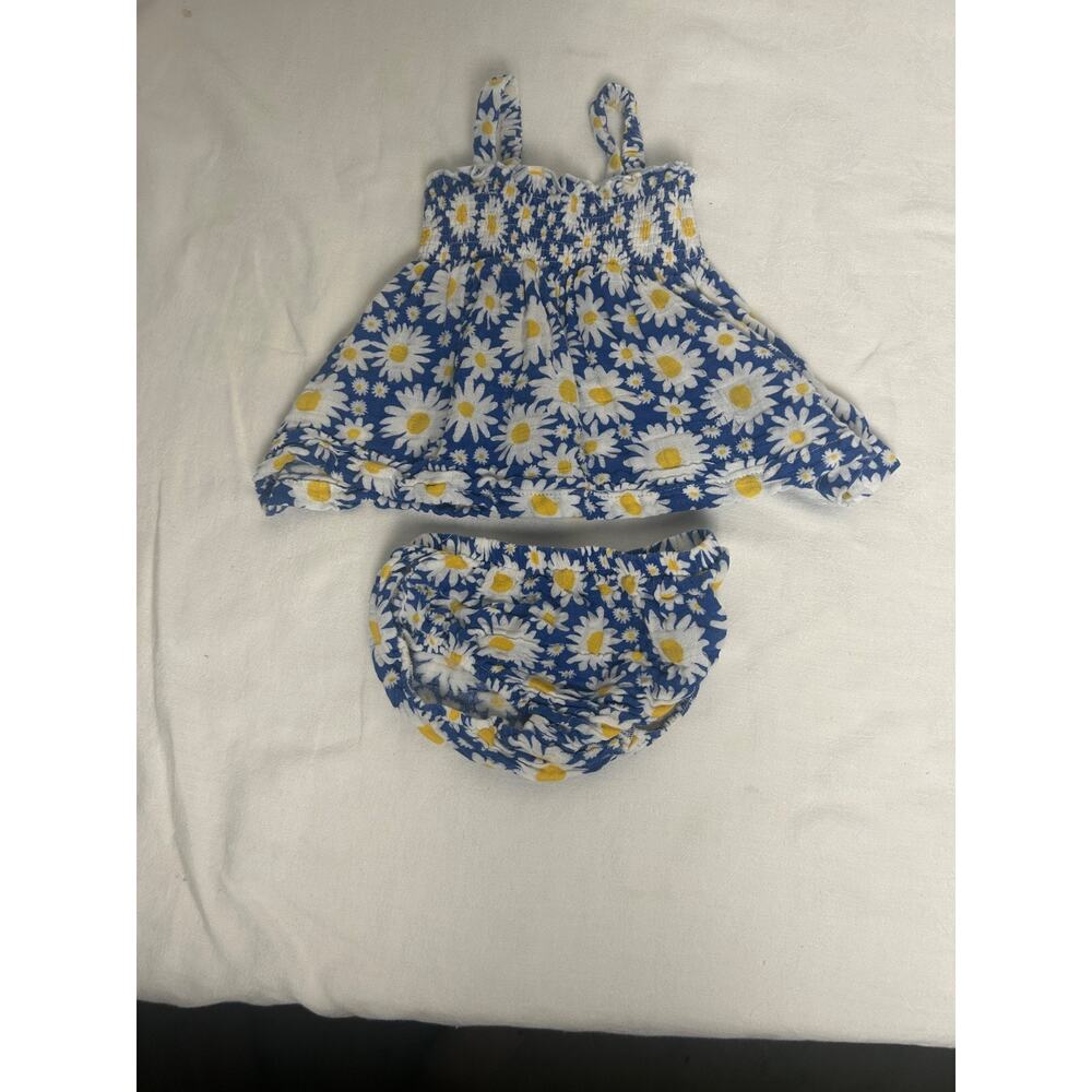Angel Dear Blue, Yellow And White Baby Girl Daisys Dress with Bloomers 3-6 Mos